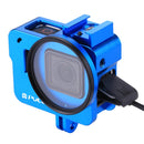 PULUZ Housing Shell CNC Aluminum Alloy Protective Cage with 52mm UV Lens for GoPro HERO(2018) /7 Black /6 /5(Blue)
