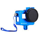 PULUZ Housing Shell CNC Aluminum Alloy Protective Cage with 52mm UV Lens for GoPro HERO(2018) /7 Black /6 /5(Blue)