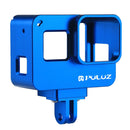 PULUZ Housing Shell CNC Aluminum Alloy Protective Cage with Insurance Frame for GoPro HERO(2018) /7 Black /6 /5(Blue)