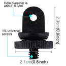 PULUZ Mini Size 1/4 inch Screw Tripod Mount Adapter for for GoPro HERO10 Black / HERO9 Black / HERO8 Black /7 /6 /5 /5 Session /4 Session /4 /3+ /3 /2 /1, DJI Osmo Action, Xiaoyi and Other Action Cameras, 3.9mm Diameter Screw Hole, 2.2cm Diameter