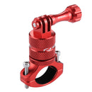 PULUZ 360 Degree Rotation Bike Aluminum Handlebar Adapter Mount with Screw for GoPro HERO10 Black / HERO9 Black / HERO8 Black /7 /6 /5 /5 Session /4 Session /4 /3+ /3 /2 /1, DJI Osmo Action, Xiaoyi and Other Action Cameras(Red)