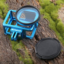 PULUZ Housing Shell CNC Aluminum Alloy Protective Cage with Insurance Frame & 52mm UV Lens for GoPro HERO7 Black /6 /5(Blue)