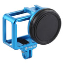 PULUZ Housing Shell CNC Aluminum Alloy Protective Cage with Insurance Frame & 52mm UV Lens for GoPro HERO7 Black /6 /5(Blue)