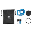 PULUZ Housing Shell CNC Aluminum Alloy Protective Cage with Insurance Frame & 52mm UV Lens for GoPro HERO7 Black /6 /5(Blue)