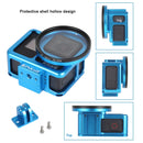 PULUZ Housing Shell CNC Aluminum Alloy Protective Cage with Insurance Frame & 52mm UV Lens for GoPro HERO7 Black /6 /5(Blue)
