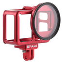PULUZ Housing Shell CNC Aluminum Alloy Protective Cage with Insurance Frame & 52mm UV Lens for GoPro HERO7 Black /6 /5(Red)
