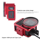PULUZ Housing Shell CNC Aluminum Alloy Protective Cage with Insurance Frame & 52mm UV Lens for GoPro HERO7 Black /6 /5(Red)