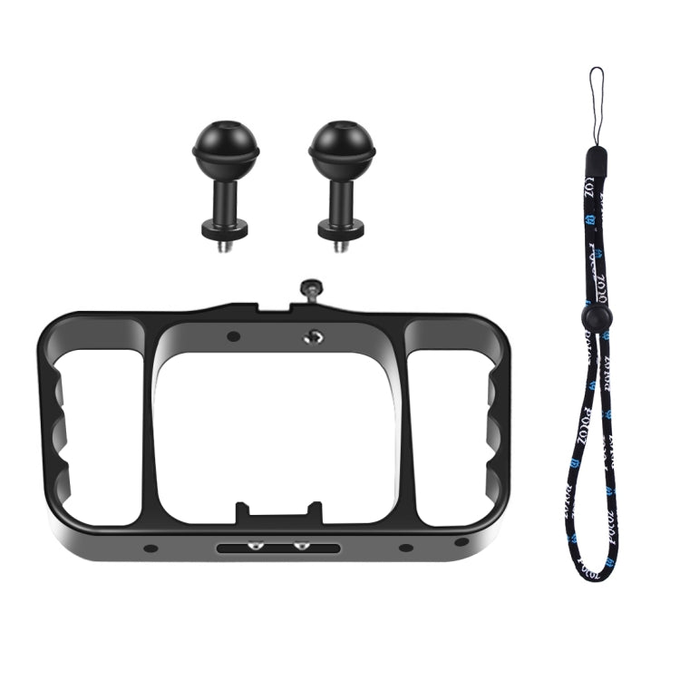 PULUZ Dual Handheld Diving Light Arm CNC Aluminum Mount with Lanyard for GoPro HERO10 Black / HERO9 Black / HERO8 Black / HERO7 /6 /5 /5 Session /4 Session /4 /3+ /3 /2 /1, Insta360 ONE R, DJI Osmo Action and Other Action Cameras(Black)