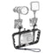 PULUZ Dual Handheld Diving Light Arm CNC Aluminum Mount with Lanyard for GoPro HERO10 Black / HERO9 Black / HERO8 Black / HERO7 /6 /5 /5 Session /4 Session /4 /3+ /3 /2 /1, Insta360 ONE R, DJI Osmo Action and Other Action Cameras(Black)