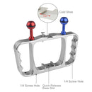 PULUZ Dual Handheld Diving Light Arm CNC Aluminum Mount with Lanyard for GoPro HERO10 Black / HERO9 Black / HERO8 Black / HERO7 /6 /5 /5 Session /4 Session /4 /3+ /3 /2 /1, Insta360 ONE R, DJI Osmo Action and Other Action Cameras(Silver)