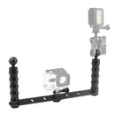 PULUZ Diving Dual Hand-held CNC Aluminum Selfie Monopod Holder for GoPro HERO10 Black / HERO9 Black / HERO8 Black / HERO7 /6 /5 /5 Session /4 Session /4 /3+ /3 /2 /1, Insta360 ONE R, DJI Osmo Action and Other Action Cameras(Black)