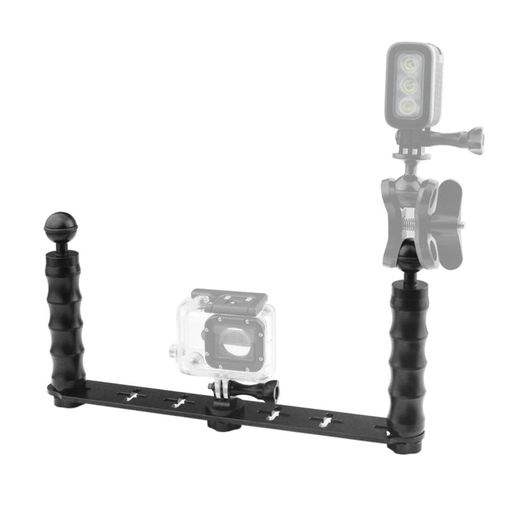 PULUZ Diving Dual Hand-held CNC Aluminum Selfie Monopod Holder for GoPro HERO10 Black / HERO9 Black / HERO8 Black / HERO7 /6 /5 /5 Session /4 Session /4 /3+ /3 /2 /1, Insta360 ONE R, DJI Osmo Action and Other Action Cameras(Black)