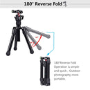 PULUZ Pocket Mini Microspur Photos Magnesium Alloy Tripod Mount with 360 Degree Ball Head for DSLR & Digital Camera, Adjustable Height: 24.5-57cm, Load Max: 3kg