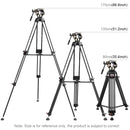PULUZ 3 in 1 (Tripod + Bowl Adapter + Gold Fluid Drag Head) Heavy Duty Video Camcorder Aluminum Alloy Tripod Mount Kit for DSLR / SLR Camera, Adjustable Height: 62-152cm