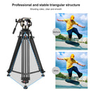 PULUZ 3 in 1 (Tripod + Bowl Adapter + Gold Fluid Drag Head) Heavy Duty Video Camcorder Aluminum Alloy Tripod Mount Kit for DSLR / SLR Camera, Adjustable Height: 62-152cm