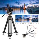 PULUZ 3 in 1 (Tripod + Bowl Adapter + Gold Fluid Drag Head) Heavy Duty Video Camcorder Aluminum Alloy Tripod Mount Kit for DSLR / SLR Camera, Adjustable Height: 62-152cm