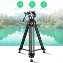PULUZ 3 in 1 (Tripod + Bowl Adapter + Gold Fluid Drag Head) Heavy Duty Video Camcorder Aluminum Alloy Tripod Mount Kit for DSLR / SLR Camera, Adjustable Height: 62-152cm