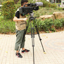 PULUZ 3 in 1 (Tripod + Bowl Adapter + Gold Fluid Drag Head) Heavy Duty Video Camcorder Aluminum Alloy Tripod Mount Kit for DSLR / SLR Camera, Adjustable Height: 62-152cm