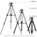 PULUZ 3 in 1 (Tripod + Bowl Adapter + Black Fluid Drag Head) Heavy Duty Video Camcorder Aluminum Alloy Tripod Mount Kit for DSLR / SLR Camera, Adjustable Height: 62-152cm