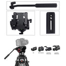 PULUZ 3 in 1 (Tripod + Bowl Adapter + Black Fluid Drag Head) Heavy Duty Video Camcorder Aluminum Alloy Tripod Mount Kit for DSLR / SLR Camera, Adjustable Height: 62-152cm