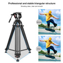 PULUZ 3 in 1 (Tripod + Bowl Adapter + Black Fluid Drag Head) Heavy Duty Video Camcorder Aluminum Alloy Tripod Mount Kit for DSLR / SLR Camera, Adjustable Height: 62-152cm