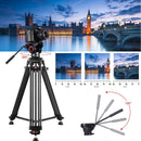 PULUZ 3 in 1 (Tripod + Bowl Adapter + Black Fluid Drag Head) Heavy Duty Video Camcorder Aluminum Alloy Tripod Mount Kit for DSLR / SLR Camera, Adjustable Height: 62-152cm
