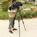 PULUZ 3 in 1 (Tripod + Bowl Adapter + Black Fluid Drag Head) Heavy Duty Video Camcorder Aluminum Alloy Tripod Mount Kit for DSLR / SLR Camera, Adjustable Height: 62-152cm