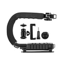 PULUZ U/C Shape Portable Handheld DV Bracket Stabilizer Kit with Cold Shoe Tripod Head & Phone Clamp & Quick Release Buckle & Long Screw for All SLR Cameras and Home DV Camera