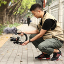 PULUZ U/C Shape Portable Handheld DV Bracket Stabilizer Kit with Cold Shoe Tripod Head & Phone Clamp & Quick Release Buckle & Long Screw for All SLR Cameras and Home DV Camera