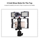 PULUZ Vlogging Live Broadcast Smartphone Video Rig Filmmaking Recording Handle Stabilizer Bracket for iPhone, Galaxy, Huawei, Xiaomi, HTC, LG, Google, and Other Smartphones(Red)