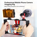 PULUZ Vlogging Live Broadcast Smartphone Video Rig Filmmaking Recording Handle Stabilizer Bracket for iPhone, Galaxy, Huawei, Xiaomi, HTC, LG, Google, and Other Smartphones(Red)