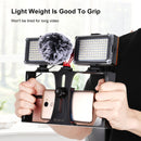 PULUZ Vlogging Live Broadcast Smartphone Video Rig Filmmaking Recording Handle Stabilizer Bracket for iPhone, Galaxy, Huawei, Xiaomi, HTC, LG, Google, and Other Smartphones(Red)