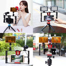 PULUZ Vlogging Live Broadcast Smartphone Video Rig Filmmaking Recording Handle Stabilizer Bracket for iPhone, Galaxy, Huawei, Xiaomi, HTC, LG, Google, and Other Smartphones(Red)