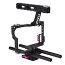 PULUZ Camera Cage Handle Stabilizer for Sony A7 & A7S & A7R, A7 II & A7R II & A7S II, A7R III & A7S III, A7R IV, A6000, A6500, A6300, Panasonic Lumix DMC-GH4(Rose Red)