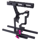 PULUZ Camera Cage Handle Stabilizer for Sony A7 & A7S & A7R, A7 II & A7R II & A7S II, A7R III & A7S III, A7R IV, A6000, A6500, A6300, Panasonic Lumix DMC-GH4(Rose Red)