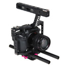 PULUZ Camera Cage Handle Stabilizer for Sony A7 & A7S & A7R, A7 II & A7R II & A7S II, A7R III & A7S III, A7R IV, A6000, A6500, A6300, Panasonic Lumix DMC-GH4(Rose Red)