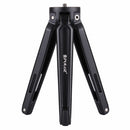 PULUZ Pocket Mini Metal Desktop Tripod Mount with 1/4 inch to 3/8 inch Thread Adapter Screw for DSLR & Digital Cameras, Adjustable Height: 4.5-15cm, Max Load: 20kg(Black)