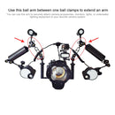 PULUZ 5 inch 12.6cm Aluminum Alloy Dual Balls Arm for Underwater Torch / Video Light, Ball Diameter: 2.5cm