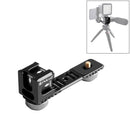 PULUZ 4-Head Cold Hot Shoe Mount Adapter Microphone Flash Light Aluminum Alloy Extension Bracket for DJI OSMO Mobile 2 / Zhiyun Smooth 4 / Feiyu Vimble 2 Gimbal Stabilizer