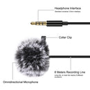 PULUZ 6m 3.5mm Jack Lavalier Wired Condenser Recording Microphone with Fur Windscreen Cap