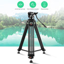 PULUZ Professional Heavy Duty Video Camcorder Aluminum Alloy Tripod with Fluid Drag Head for DSLR / SLR Camera, Adjustable Height: 80-160cm(Black)
