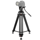 PULUZ Professional Heavy Duty Video Camcorder Aluminum Alloy Tripod with Fluid Drag Head for DSLR / SLR Camera, Adjustable Height: 80-160cm(Black)