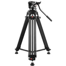 PULUZ Professional Heavy Duty Video Camcorder Aluminum Alloy Tripod with Fluid Drag Head for DSLR / SLR Camera, Adjustable Height: 80-160cm(Black)