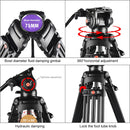 PULUZ Professional Heavy Duty Video Camcorder Aluminum Alloy Tripod with Fluid Drag Head for DSLR / SLR Camera, Adjustable Height: 80-160cm(Black)