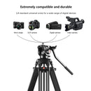 PULUZ Professional Heavy Duty Video Camcorder Aluminum Alloy Tripod with Fluid Drag Head for DSLR / SLR Camera, Adjustable Height: 80-160cm(Black)