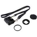 PULUZ for GoPro HERO7 Black /6 /5 Litchi Texture Genuine Leather Housing Case with Set Key Hole & Neck Strap & 52mm UV Lens(Black)