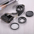 PULUZ for GoPro HERO7 Black /6 /5 Litchi Texture Genuine Leather Housing Case with Set Key Hole & Neck Strap & 52mm UV Lens(Black)