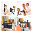PULUZ Bluetooth Handheld Vlogging Live Broadcast Smartphone Video Rig Cage Filmmaking Recording Handle Stabilizer Bracket for iPhone, Galaxy, Huawei, Xiaomi, HTC, LG, Google, and Other Smartphones(Blue)