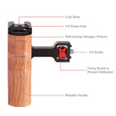 PULUZ 1/4 inch Screw Universal Camera Wooden Side Handle with Cold Shoe Mount for Camera Cage Stabilizer(Bronze)