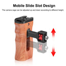 PULUZ 3/8 inch Screw Universal Camera Wooden Side Handle with Cold Shoe Mount for Camera Cage Stabilizer(Black)